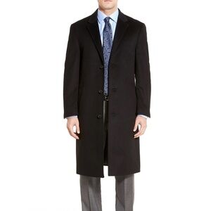 Pronto Uomo Men's Wool Black Overcoat